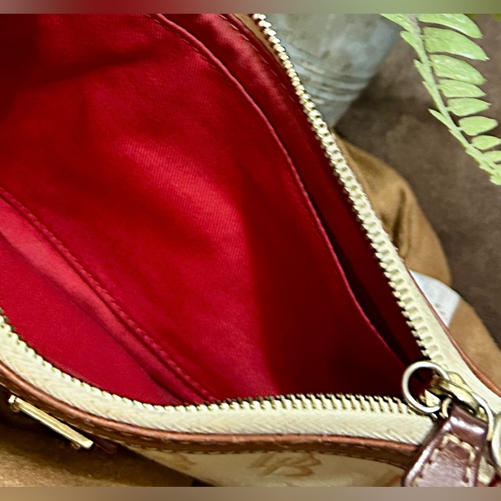 Dooney & Bourke Beige Monogram Wristlet with Brown Trim - Picture 8 of 15